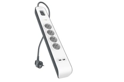 Belkin BSV401CA2M ylijännitesuoja musta, valkoinen 4 AC pistorasia(a) 2 m
