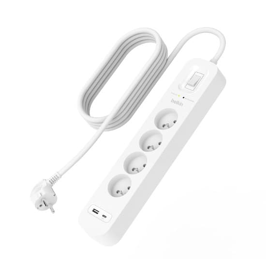Belkin SRB001CA2M ylijännitesuoja Valkoinen 4 AC pistorasia(a) 2 m
