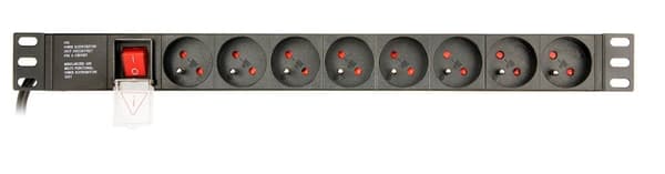 EnerGenie EG-PDU-014-F Rack-strømfordelingsenhed (8 FR-stik, 1U, 16A, Schuko-stik, 3m, sort farve) Sort