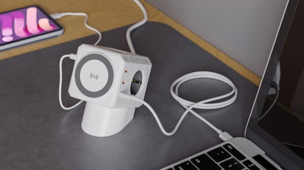 PowerCube PD USB-C 80W 3 Type A-stik 3 Type C-stik Trådløs opladning 15W