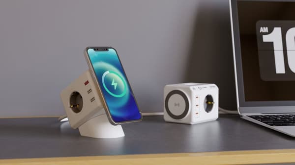PowerCube PD USB-C 80W 3 Type A-stik 3 Type C-stik Trådløs opladning 15W