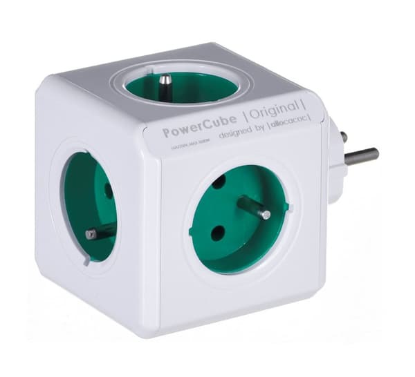 Allocacoc PowerCube Original (E) strømforlænger 5 AC-udtag Grøn, Hvid
