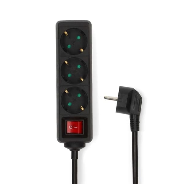 Nedis Udvidelse Socket | Stikprop med sidebens jord / Type F (CEE 7/7) | 3-vejs | 5.00 m | 3680 W | 16 A | Slags jordforbindelse: Sidekontakter | 230