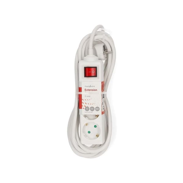 Nedis Jatkojohto | Maadoitettu virtaliitin / Tyyppi F (CEE 7/7) | 3-suuntainen | 5.00 m | 3680 W | 16 A | Maadoituksen tyyppi: Sivukontaktit | 230 V A