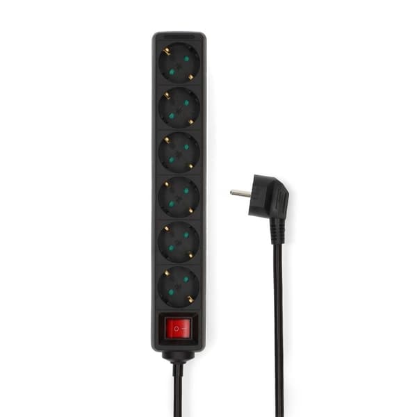 Nedis Udvidelse Socket | Stikprop med sidebens jord / Type F (CEE 7/7) | 6-vejs | 3.00 m | 3680 W | 16 A | Slags jordforbindelse: Sidekontakter | 230