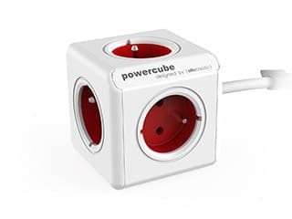 Allocacoc PowerCube strömförlängning 1,5 m 5 AC-uttag Inomhus Röd, Vit