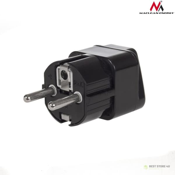 MCE155 46974 Sovitin UK-pistorasiasta EU-pistokkeeseen, yleismalli, musta