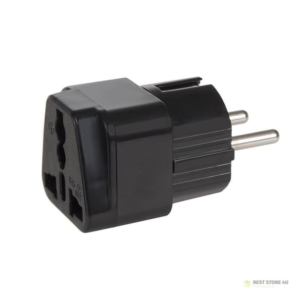 MCE155 46974 Sovitin UK-pistorasiasta EU-pistokkeeseen, yleismalli, musta