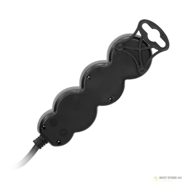 3-vägs förlängningssladd 2P+Z (Schuko), 3m H05VV-F 3x1.5mm2, Imax=16A, platt kontakt, svart