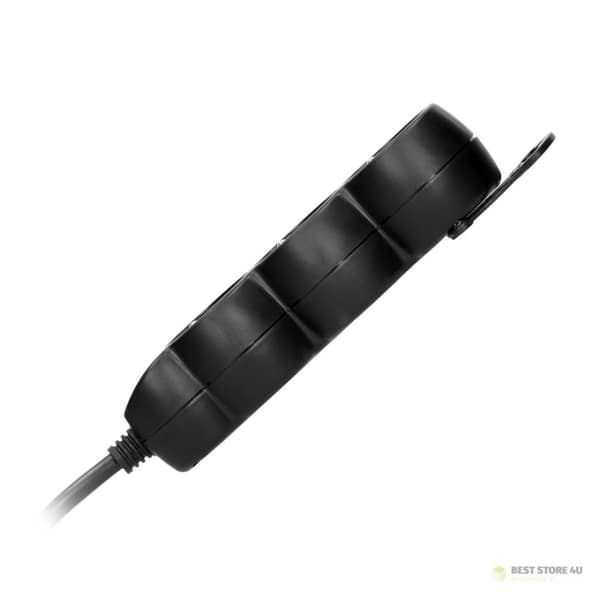 3-vägs förlängningssladd 2P+Z (Schuko), 3m H05VV-F 3x1.5mm2, Imax=16A, platt kontakt, svart