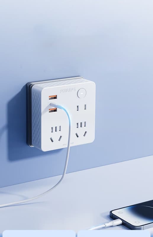 Philips USB-stikkonverter til udvidelse af multifunktionel strømforsyning til hurtig opladning med trådløs stikkontakt