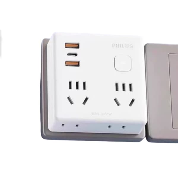 Philips USB-stikkonverter til udvidelse af multifunktionel strømforsyning til hurtig opladning med trådløs stikkontakt