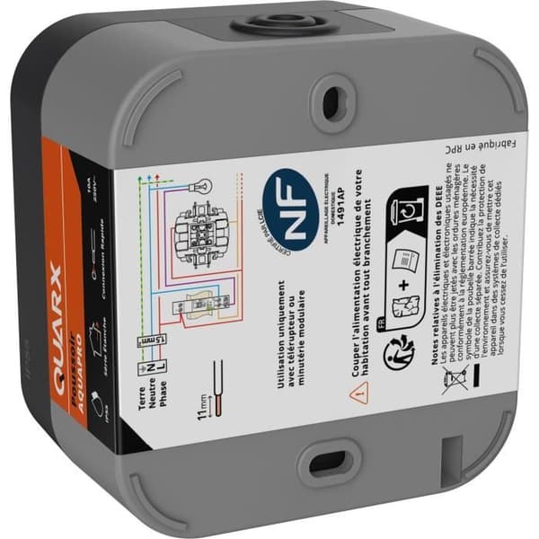 Trykknap - QUARX - Aqua Pro - Udendørs, 250V, 10A, IP55, NF-kompatibel