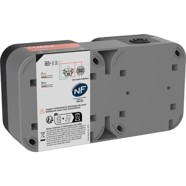 Dubbeluttag - QUARX - Aqua Pro - Utomhus, vertikal, IP55, 250V, 16A
