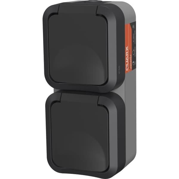 Dobbelt stikkontakt - QUARX - Aqua Pro - Udendørs, vertikal, IP55, 250V, 16A