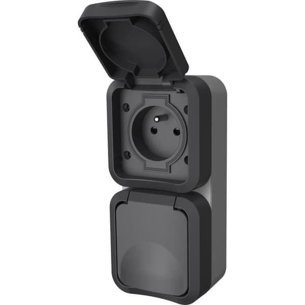 Dobbelt stikkontakt - QUARX - Aqua Pro - Udendørs, vertikal, IP55, 250V, 16A