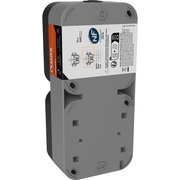 Dobbelt stikkontakt - QUARX - Aqua Pro - Udendørs, vertikal, IP55, 250V, 16A