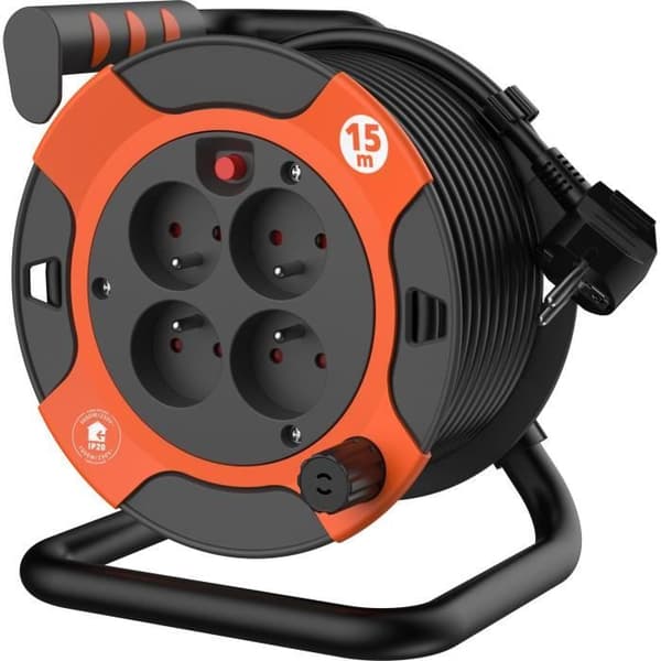 Kabeltromle - QUARX - Gør-det-selv - 15m, H05VV-F 3G1,5mm², termisk afbryder