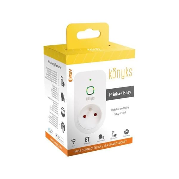 WiFi + BT-anslutet uttag, 16A, 3680W, förbrukningsmätare - Konyks Priska+ Easy