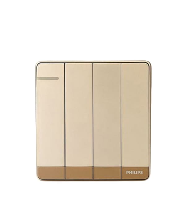 Philips Power Switch Vægpanel Champagne Guld Fire Åben Easy Control 86 Type Forfalskningsbeskyttelse