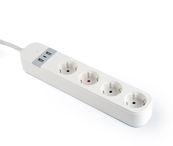 Gembird TSL-PS-S4U-01-W Smart strømskinne 4 AC-stikkontakt(er) Type E 1,5 m 3 3880 W Hvid