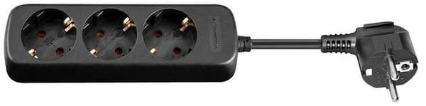 MicroConnect 3-vejs Schuko-strømstikkontakt 3m sort