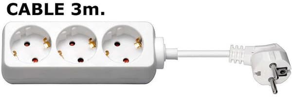 MicroConnect 3-vejs Schuko-strømstikkontakt 3m hvid