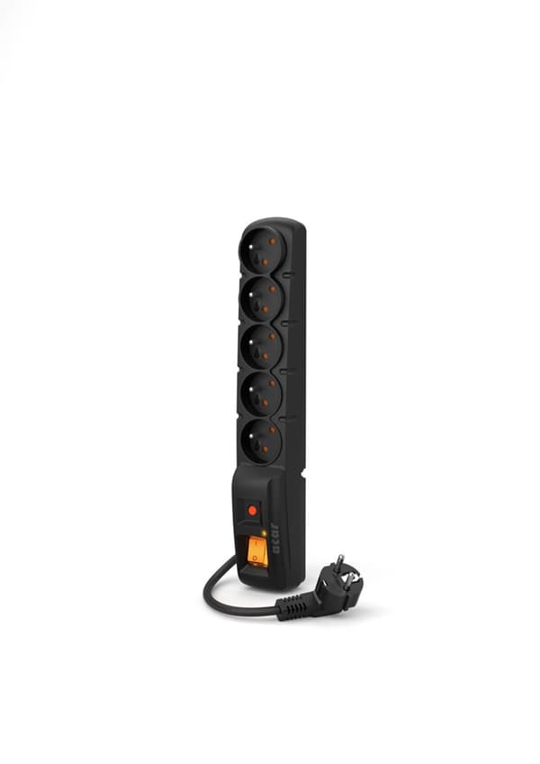 ACAR F5 Musta 5 AC-pistorasiaa 230 V 1,5 m
