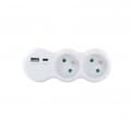Miniatyrbillede 5 af 5: Sæt med 2 CHACON dominoer - 47002 - 2x16A med USB-A + USB-C - Hvid (FR)