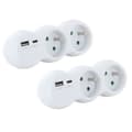 Miniatyrbillede 1 af 5: Sæt med 2 CHACON dominoer - 47002 - 2x16A med USB-A + USB-C - Hvid (FR)