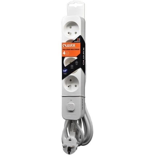 Stikdåse - QUARX - 4 stikkontakter - Med 3 USB-porte, 1,5m kabel