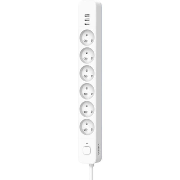 Stikdåse - QUARX - 6 stikkontakter - Med 3 USB-porte, 1,5 m kabel