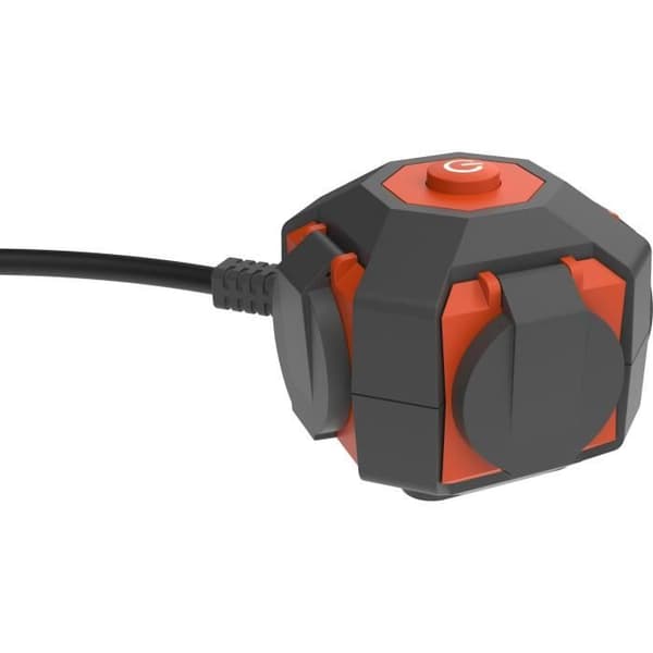 Power Globe - QUARX - IP44 - 4 stikkontakter, afbryder, 3m kabel