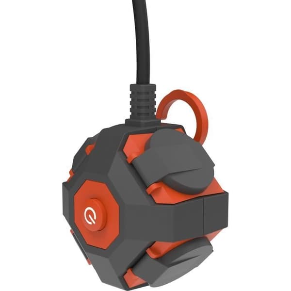 Power Globe - QUARX - IP44 - 4 stikkontakter, afbryder, 3m kabel