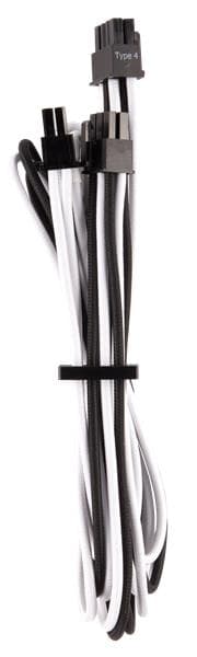 Corsair Premium Individually Sleeved PCIe cable, Type 4 (Generation 4), WHITE/BLACK