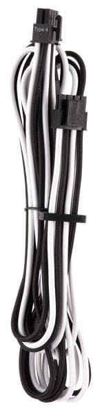 Corsair Premium Individually Sleeved EPS12V CPU cable, Type 4 (Generation 4), WHITE/BLACK