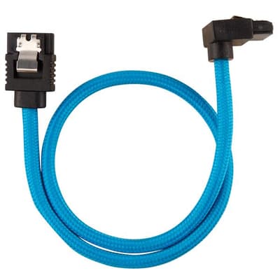 Corsair Premium Sleeved SATA Data Cable Set with 90° Connectors, Blue, 30cm