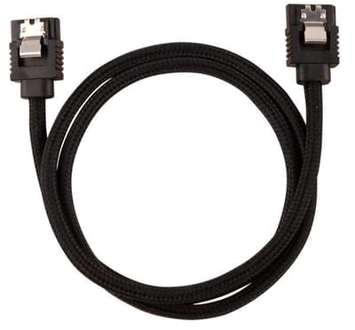Corsair Premium Sleeved SATA Data Cable Set with Straight Connectors, Black, 60cm