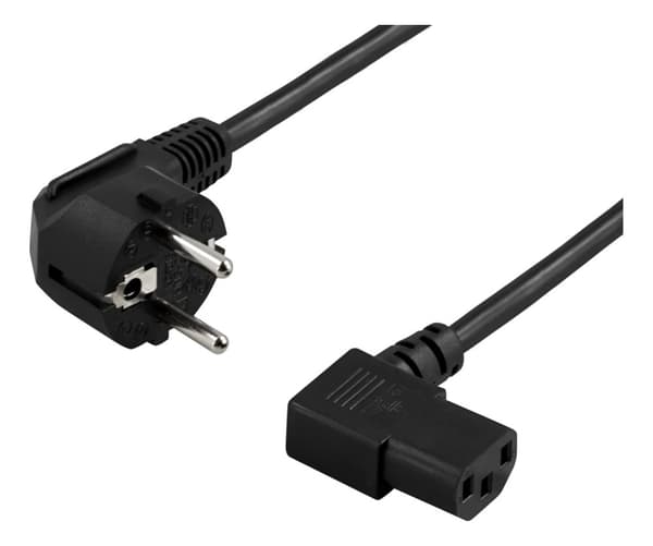 Power cable angled CEE 7/7 to angled IEC 60320 C13 10m black