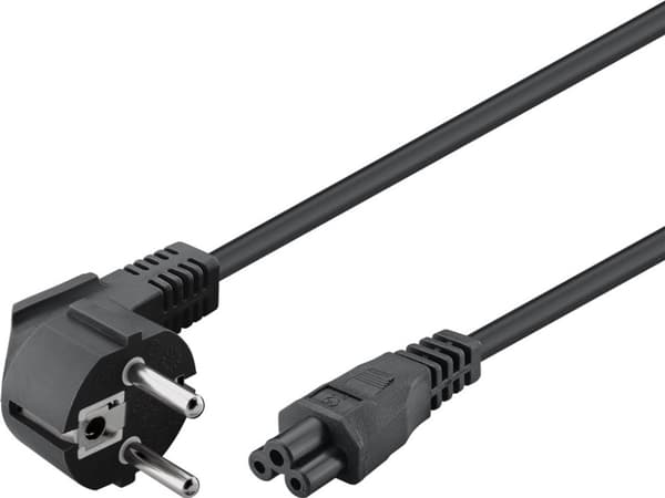 Netkabel (beskyttelseskontakt) vinklet, 1,8 m, sort