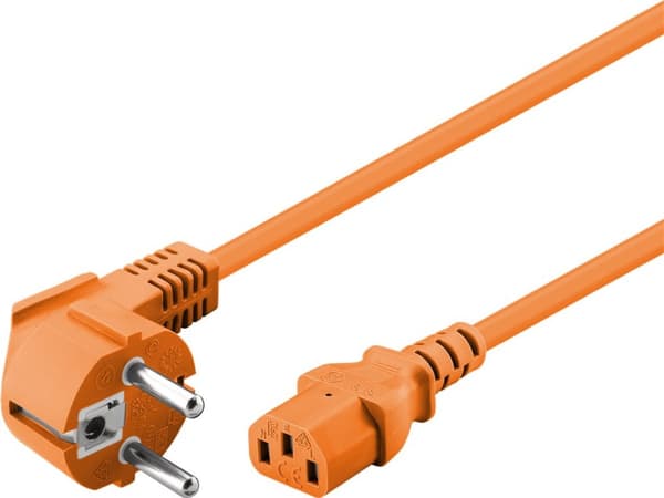 Kabel för anslutning av kallt apparat med vinkel, 5 m, orange