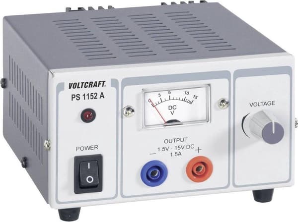 VOLTCRAFT PS-1152 A Lab-virtalähde, säädettävä 1,5 - 15 V/DC 1,5 - 1 A 22,5 W Lähtöjen määrä 1 x