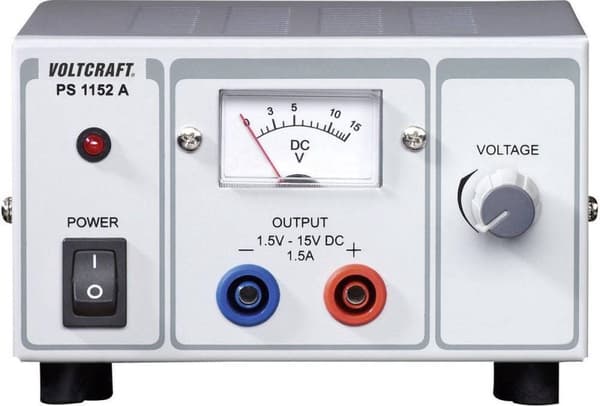 VOLTCRAFT PS-1152 A Lab strømforsyning, justerbar 1,5 - 15 V/DC 1,5 - 1 A 22,5 W Antal udgange 1 x