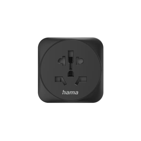 Hama matkasovitin tyypit E ja F, 3-napainen, universaali, maailmasta Eurooppaan, musta (00223454)