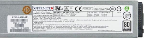 Supermicro PWS-982P-1R strømforsyningsenhed 980 W 1U Metallic