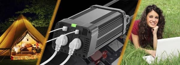 Technaxx TE16 1200W konverter 12V til netspænding 2 x 23V og 2 x USB Sort