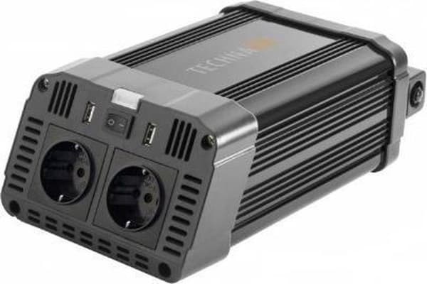 Technaxx TE16 1200W konverter 12V til netspænding 2 x 23V og 2 x USB Sort Sort