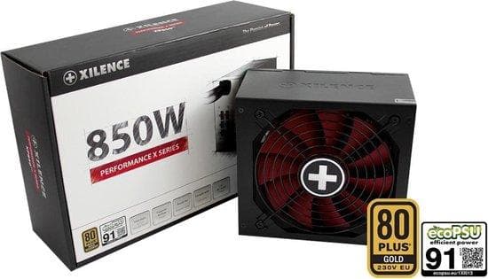 Xilence Performance X Series XP850MR9 - Strømforsyning (intern) - 80 PLUS Guld - AC 220-240V - 850 watt - aktiv PFC Sort, Rød