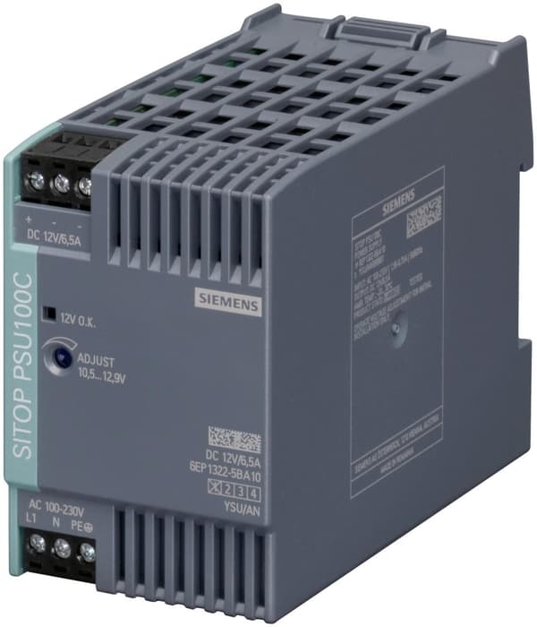 Siemens DIN-skinne strømforsyning (6EP1322-5BA10) Flerfarvet