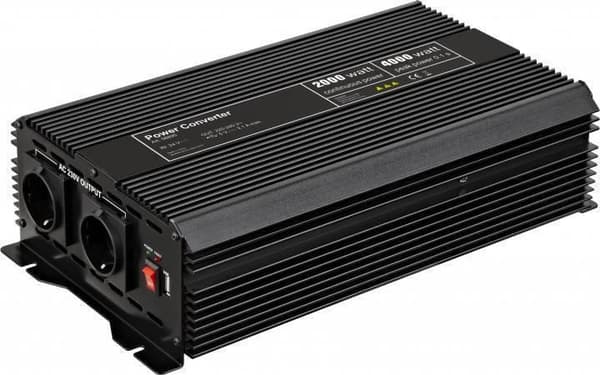 Goobay spændingsomformer 2000 W, sort - konverterer 24 V DC til 230 V AC (58895)